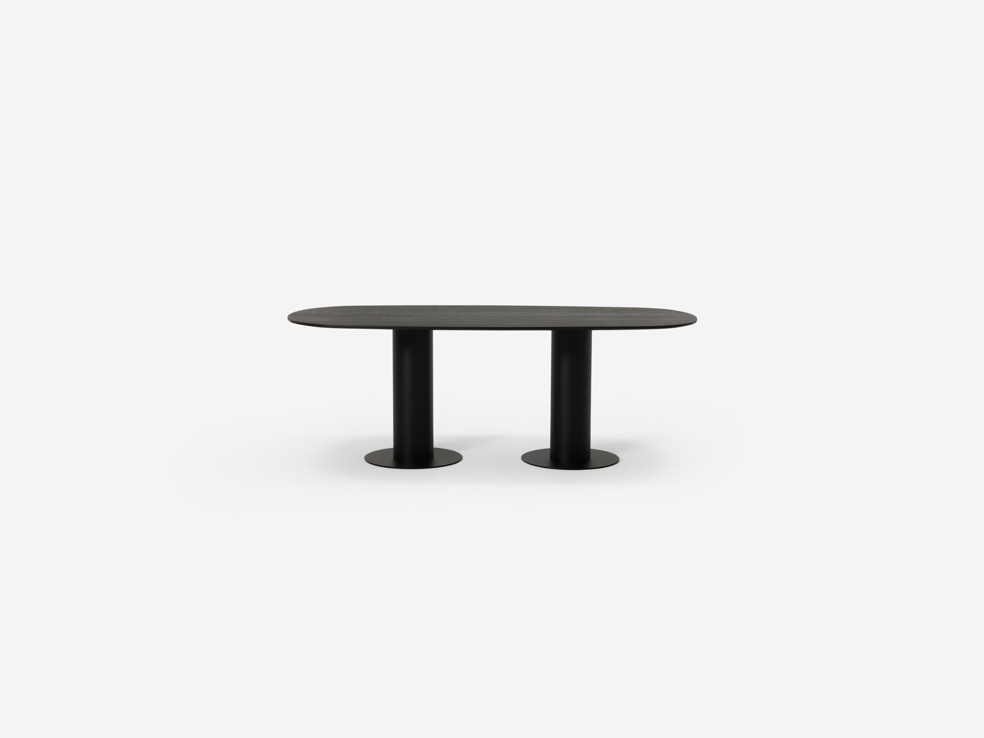 Front view of small black dining table